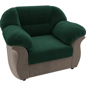 Кресло Лига Диванов Карнелла велюр зеленый/коричневый