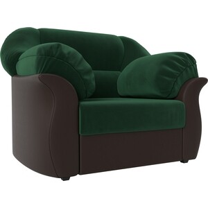 Кресло Лига Диванов Карнелла велюр зеленый экокожа коричневый кресло лига диванов бергамо велюр зеленый коричневый 111983