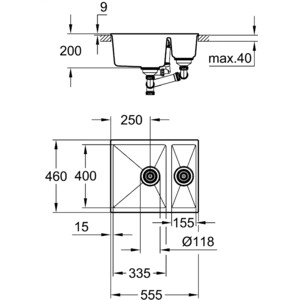 Кухонная мойка Grohe K500 черный гранит (31648AP0)