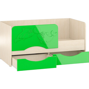Кровать детская СВК Дельфин-2 1,6 80х160 дуб атланта/зеленое яблоко глянец (1020986)