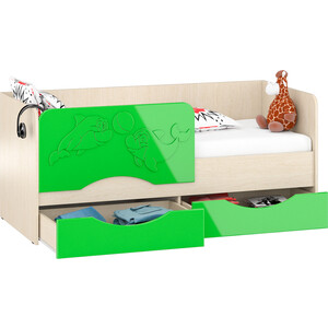 Кровать детская СВК Дельфин-2 1,8 80х180 дуб атланта/зеленое яблоко глянец (1020987)