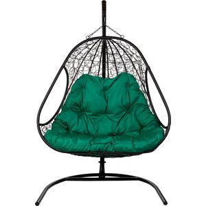 Двойное подвесное кресло BiGarden Primavera black зеленая подушка