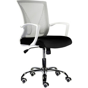 Кресло Brabix Wings MG-306 пластик белый, хром/сетка, серое/черное (532010) кресло офисное norden вельд cf хром черная сетка черная ткань