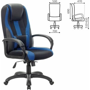 Кресло компьютерное Brabix Premium Rapid GM-102 экокожа/ткань, черное/синее (532106)