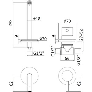 Смеситель для раковины Paffoni Light с донным клапаном, черный матовый (LIG007NO70, LM8500BL)