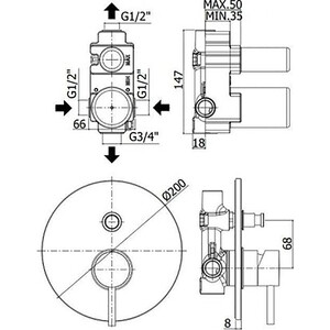 Смеситель для ванны Paffoni Light сталь (8020913537815)