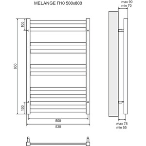 Полотенцесушитель электрический Lemark Melange П10 500x800 скрытое подключение, белый (LM49810EW, LM0101W)