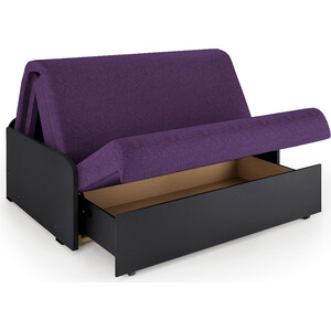 Диван-кровать Шарм-Дизайн Коломбо БП 140 фиолетовая рогожка и экокожа черный