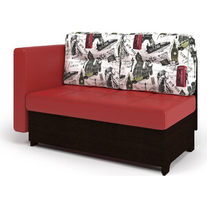 Кушетка Шарм-Дизайн Гамма лайт левый венге красная экокожа и Париж скамья для прихожей мебелик с подлокотниками мягкая экокожа крем каркас лак п0005678