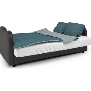 Диван-кровать Шарм-Дизайн Классика В 120 серый велюр и экокожа шоколад