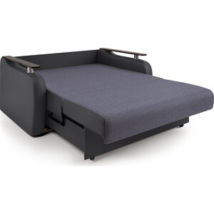Диван-кровать Шарм-Дизайн Гранд Д 100 серая рогожка и черная экокожа