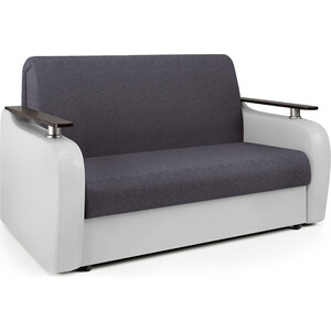 Диван-кровать Шарм-Дизайн Гранд Д 100 серая рогожка и экокожа белая кресло кровать шарм дизайн гранд д фиолетовая рогожка и черная экокожа