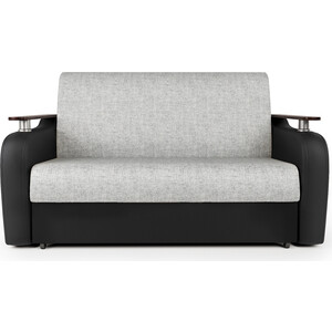 Диван-кровать Шарм-Дизайн Гранд Д 100 экокожа черная и серый шенилл