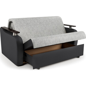 Диван-кровать Шарм-Дизайн Гранд Д 100 экокожа черная и серый шенилл