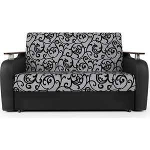 Диван-кровать Шарм-Дизайн Гранд Д 100 экокожа черная и узоры
