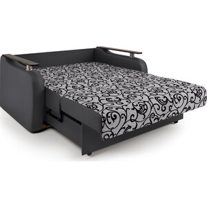 Диван-кровать Шарм-Дизайн Гранд Д 100 экокожа черная и узоры