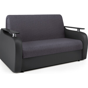 Диван-кровать Шарм-Дизайн Гранд Д 120 серая рогожка и черная экокожа кресло кровать шарм дизайн гранд д фиолетовая рогожка и черная экокожа