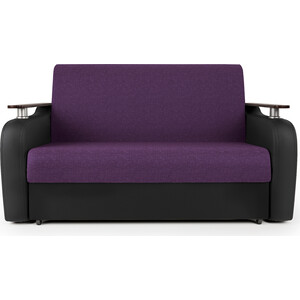 Диван-кровать Шарм-Дизайн Гранд Д 120 фиолетовая рогожка и черная экокожа