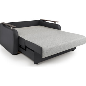Диван-кровать Шарм-Дизайн Гранд Д 120 экокожа черная и серый шенилл