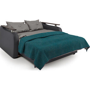 Диван-кровать Шарм-Дизайн Гранд Д 120 экокожа черная и серый шенилл
