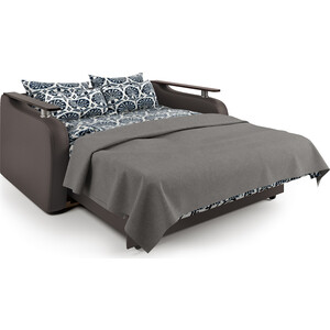 Диван-кровать Шарм-Дизайн Гранд Д 120 экокожа шоколад и серый шенилл