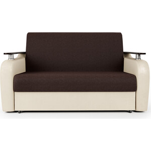 Диван-кровать Шарм-Дизайн Гранд Д 140 рогожка шоколад и экокожа беж