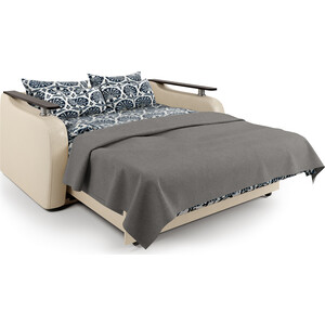 Диван-кровать Шарм-Дизайн Гранд Д 140 рогожка шоколад и экокожа беж
