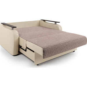 Диван-кровать Шарм-Дизайн Гранд Д 160 Корфу коричневый и экокожа беж