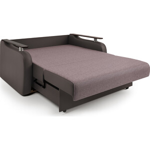 Диван-кровать Шарм-Дизайн Гранд Д 160 рогожка латте и экокожа шоколад