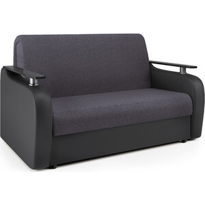 Диван-кровать Шарм-Дизайн Гранд Д 160 серая рогожка и черная экокожа кресло кровать шарм дизайн гранд д фиолетовая рогожка и черная экокожа
