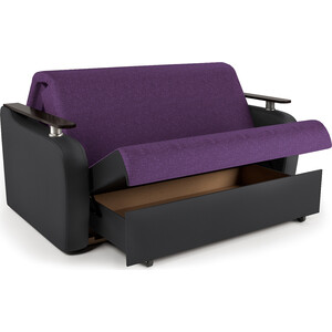 Диван-кровать Шарм-Дизайн Гранд Д 160 фиолетовая рогожка и черная экокожа