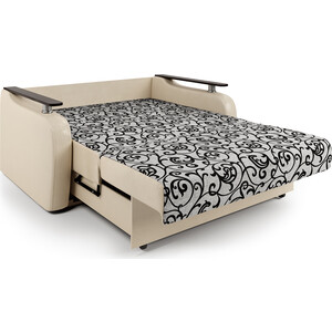 Диван-кровать Шарм-Дизайн Гранд Д 160 экокожа беж и узоры