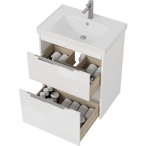 Мебель для ванной Dreja Prime 70 подвесная, с ящиками, белый глянец