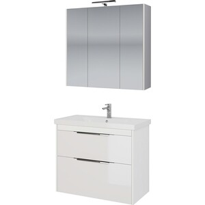 Мебель для ванной Dreja Prime 90 подвесная, с ящиками, белый глянец зеркало 85x85 см белый глянец 1marka прованс у71973