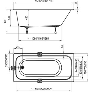 Акриловая ванна Ravak Chrome Slim 150х70 белая (C721300000)