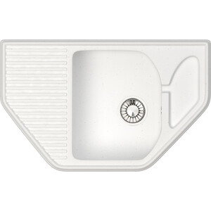 Кухонная мойка Glanz J-022-31 белая, матовая, с сифоном