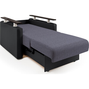 Кресло-кровать Шарм-Дизайн Шарм серая рогожка и черная экокожа