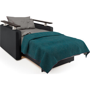 Кресло-кровать Шарм-Дизайн Шарм серая рогожка и черная экокожа