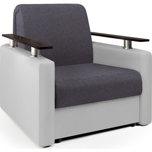 Кресло-кровать Шарм-Дизайн Шарм серая рогожка и экокожа белая шкаф комбинированный шарм дизайн шарм 140х45 дуб сонома белый