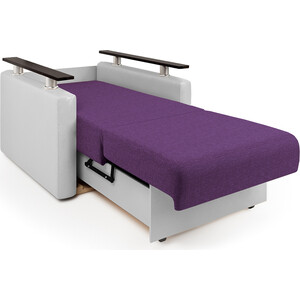 Кресло-кровать Шарм-Дизайн Шарм фиолетовая рогожка и экокожа белая