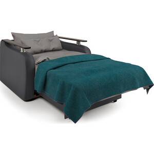Кресло-кровать Шарм-Дизайн Гранд Д экокожа черная и серый шенилл