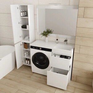 Мебель для ванной Style line Даллас Люкс 48 (110R) напольная, под стиральную машину, усиленный кронштейн, белая