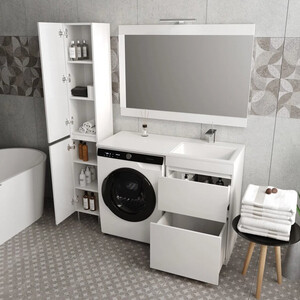 Мебель для ванной Style line Даллас Люкс 53 (115R) напольная, под стиральную машину, усиленный кронштейн, белая