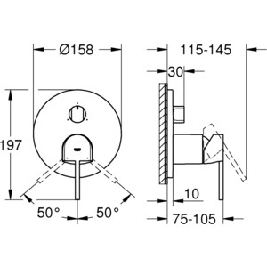 Смеситель для ванны Grohe Plus накладная панель, для 35600, темный графит (24093AL3) Plus накладная панель, для 35600, темный графит (24093AL3) - фото 2