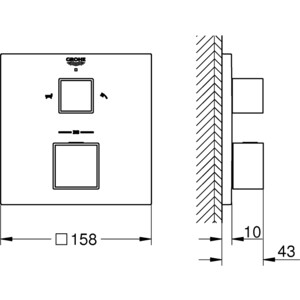 Термостат для ванны Grohe Grohtherm Cube накладная панель, для 35600, темный графит (24155AL0)
