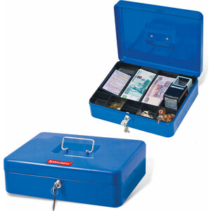 BRAUBERG Ящик для денег/ценностей/документов/печатей ключевой замок, синий 290336 ключевой