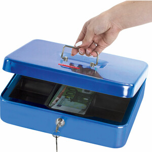 BRAUBERG Ящик для денег/ценностей/документов/печатей ключевой замок, синий 290336
