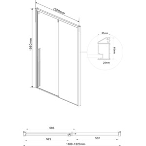 Душевая дверь Vincea Lugano VDS-1L-1 120x195 прозрачная, черная (VDS-1L120CLB-1)