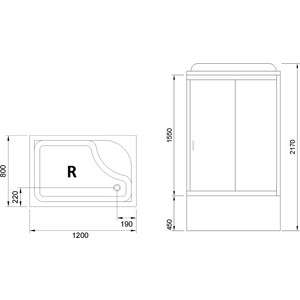 Душевая кабина Royal Bath BP 120x80 правая, стекло белое/прозрачное (RB8120BP5-WT-CH-R)