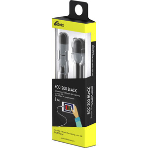 Кабель 2в1 MicroUSB+Lightning 8pin-USB Ritmix RCC-200 Black для синхронизации/зарядки, 1м